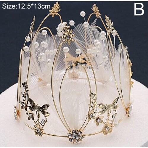 Net Yarn Headdress Round Cake Decoration Crown Baking Queen Hair Accessories Princess Birthday Positioning Beaded Accessories
