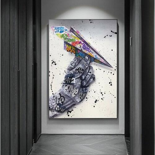 Canvas Painting Posters And Prints Pictures On The Wall Paper Airplane Graffiti Modern Artist Abstract Decorative Home Decor