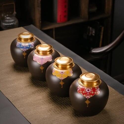 Yixing Purple Sand Tea Caddy Chinese Large and Small Household Pu'er Tea Storage Sealed Jar Storage Dehua Ceramic Tea Jar