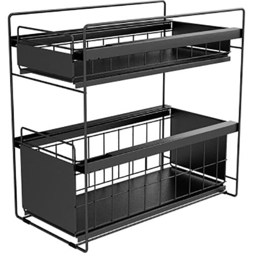 Kitchen telescopic sink rack floor multi-layer iron storage rack multifunctional storage rack household goods kitchen organizer