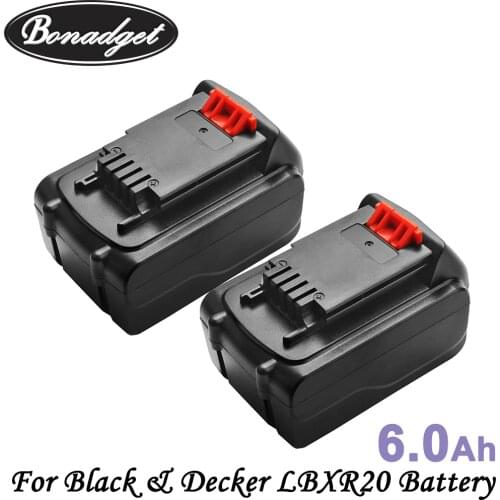 Bonadget Li-ion 20v 6000Mah Rechargeable Battery Power Tools Replacement Battery For BLACK & DECKER LB20 LBX20 LBXR20 Battery