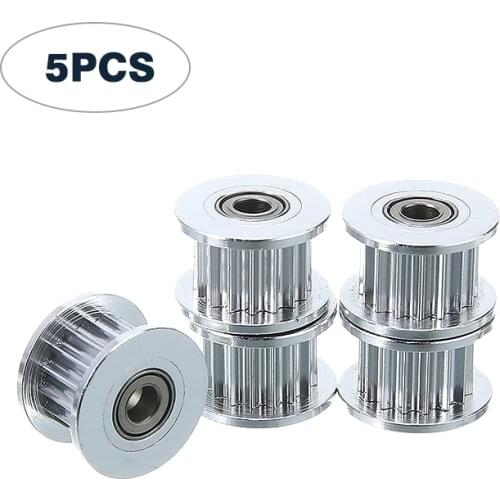 Mayitr 5pcs GT2 Timing Belt Idler Pulley 16T Aluminum Bore 3mm With Bearing For 3D Printer Belt Width 6mm