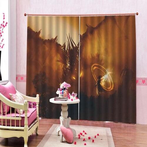 Custom Any Size Ilustration of Mythological Creature Legendary Dragon Window Curtain For Childrens room Bedroom Blackout Decor