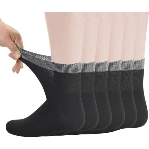 Mens Bamboo Diabetic Ankle Socks with Seamless Toe and Non-Binding Top,6 Pairs L Size(10-13)