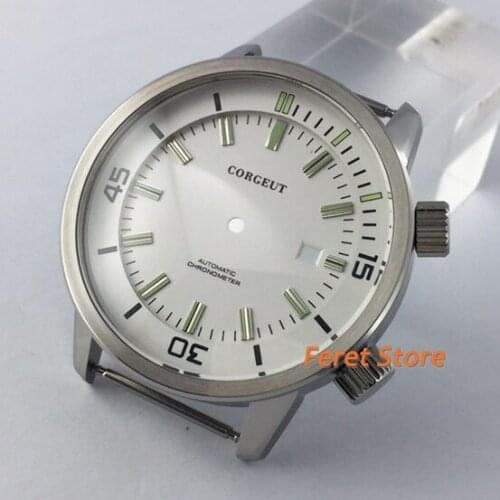 Corgeut new 45mm case with white dial Luminous fit ETA 2836 Miyota 8215 821A 82 series Mingzhu DG 2813 3804 movement p369-3