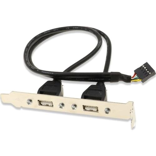 NEW 2 Port USB 2.0 Motherboard Rear Panel Expansion Bracket to IDC 9 Pin Motherboard USB Cable Host Adapter 2 Color