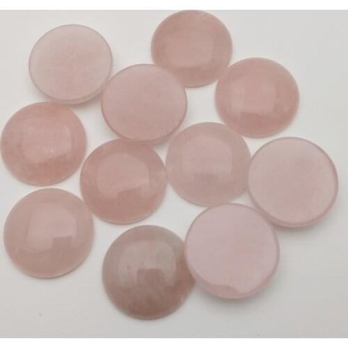 Wholesale fashion pink crystal natural stone beads 25mm round cab cabochon no hole 12pcs for DIY jewelry making free shipping