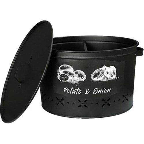Modern Black Metal Compartment Potato Onion Container organizer storage box органайзер rangement коробка для хранения