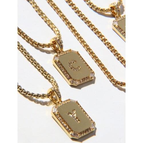 Brass With 18K Gold Zircon Letter Pendant Necklaces Women Jewelry Punk Party T Show Designer Club Ins Rare Japan Korean