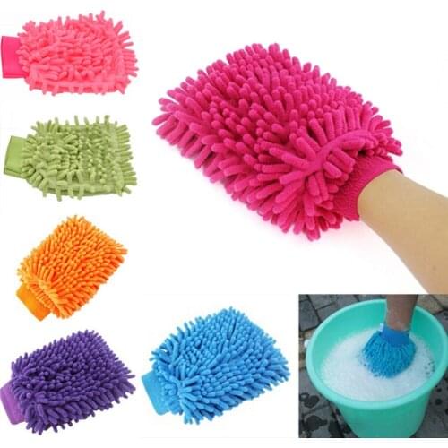Car Wash Glove 2 in 1 Ultrafine Fiber Chenille Microfiber Soft Mesh backing no scratch for Car window Wash Cleaning Auto Care