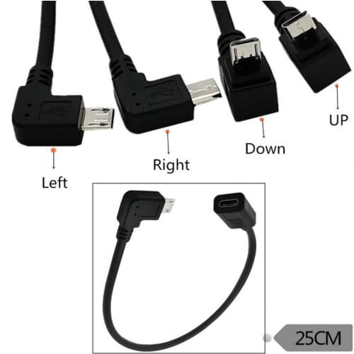 Type-C Female To 90 degree angle Micro-B Micro male USB Charging Data charger convertor adapter cord CABLE