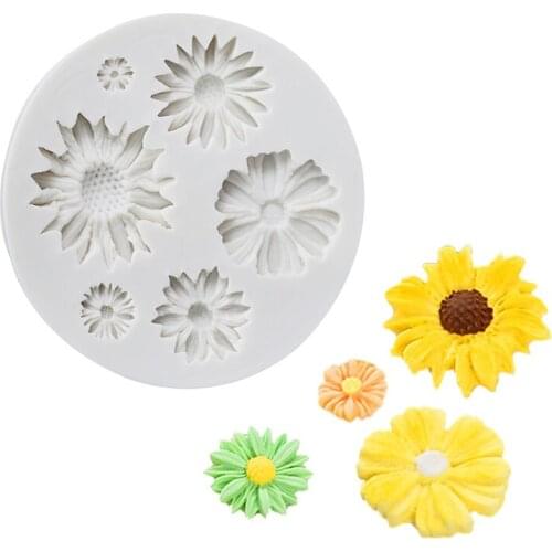 Sunflower Silicone Fondant Mold for Chocolate Sugar Craft Soft Pottery Resin Dessert Pastry Soap Cakes Bakeware Decorating Tools