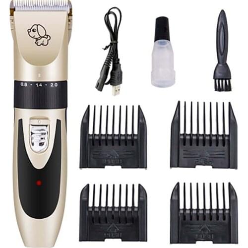 Low Noise Professional Pet Electric Push Scissors for Dog and Cat Barber with Battery Rechargeable Wireless Ceramic Knife Head