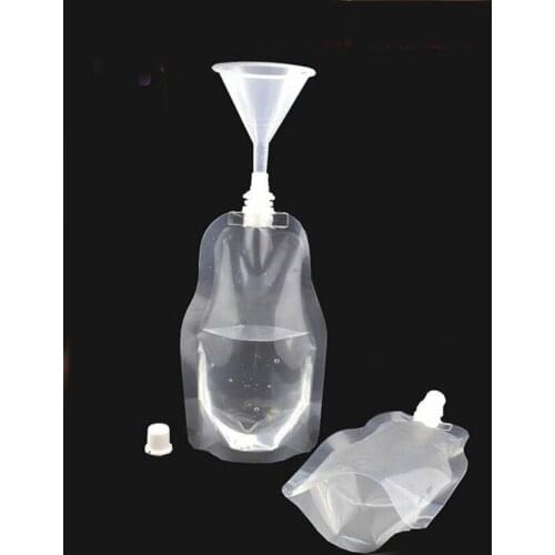 1000pcs/lot 250ml Transparent Plastic Drink Packaging Bag Spout Doypack Pouch for Beverage Juice Liquid Free Shipping ZA4193