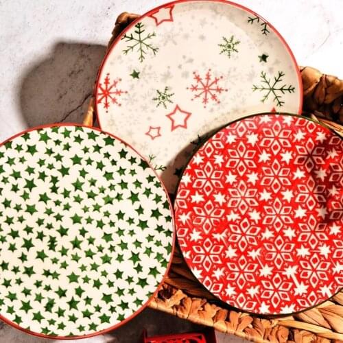 Christmas Plate Set Handmade 6 Pieces Special Design 21cm Christmas Gift FAST DELIVERY