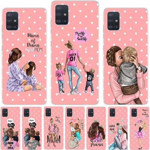 Super Mama Girl Mom Boy Baby Silicone Back Case For Samsung A01 A51 A71 A81 A91 A20 A30 A50 A70 Note 10 Lite Pro Soft TPU Cover