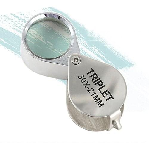 Folding Jewllery Loupe Portable Magnifying Glass Pocket Size Lovely Jewllery Magnifier Glasses 10X 20X 30X Magnification Metal