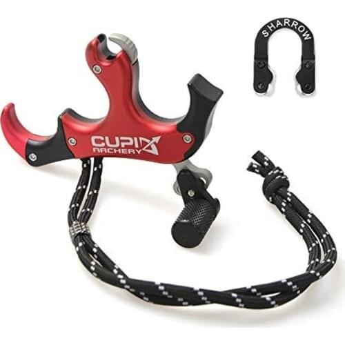 Archery Comound Bow Release Thumb Aids 3 or 4 Fingers Replaceable Trigger Caliper Grip with Metal D-loop Shooting Accessories