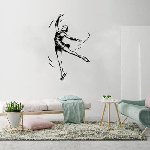 Fashion Ice Skating Ice Figure Skating Wall Sticker Dance Sports Wall Decal For Girls Room Vinyl Mural DW6486