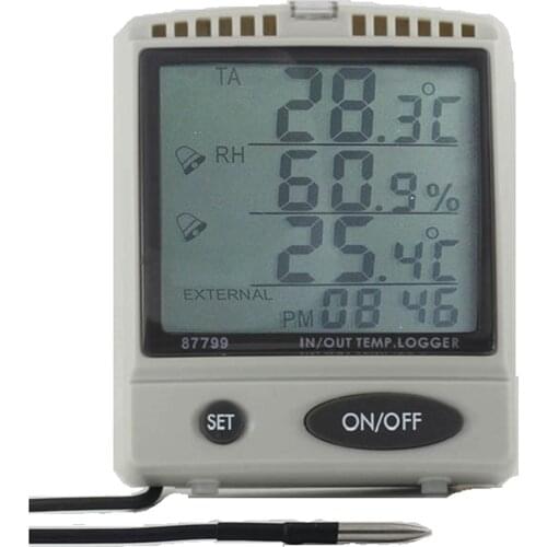 AZ87799 Thermo Hygrometer SD Card Data Logger with External Temperature Probe Desktop Dual Temperature Recorder