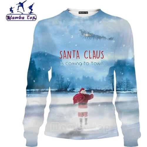 Mamba Top Christmas Sweatshirt Men Shirt 3D Print New Year Gift Long Sleeve Santa Claus Tees Cute Snowman Fashion Women Pullover