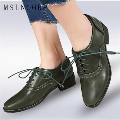 Size 34-43 Spring Autumn Soft Leather Oxford Shoes Women Flats New Fashion Lace Up Casual Moccasins Loafers Ladies zapatos mujer