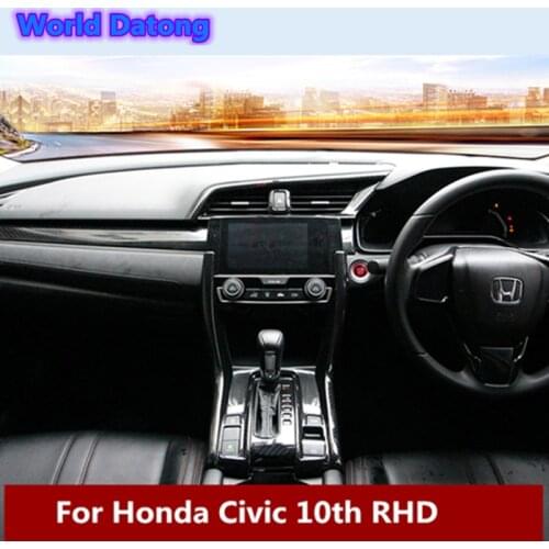 Carbon Fiber Black Accessories Interior ABS Decroation Cover Trims for Honda Civic 10th RHD 2017-2018