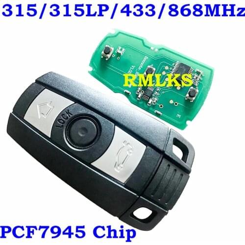 RMLKS Smart Remote Key 3 Button 315MHZ 433MHz 868MHZ PCF7945 Chip For BMW CAS3 System 1 3 5 7 Series X5 X6 Z4 Uncut HU92 Blade