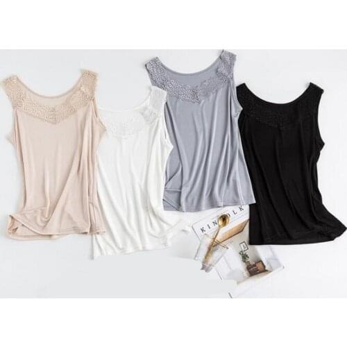 Womens 50% Silk Lace Neck Camisole Tank Top Vest Shirt sleeveless Sleepwear M L XL 2XL TG108