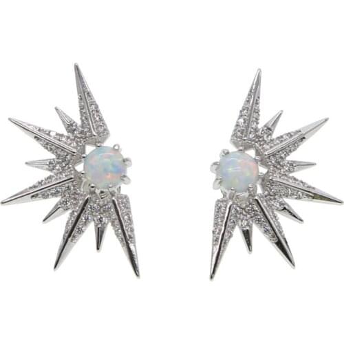 Fashion AAA cubic zirconia sunflower shaped elegant opal stone stud earrings free shipping womens accessaries delicat star ear