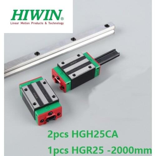 1pcs 100% original Hiwin linear guide linear rail HGR25 -L 2000mm + 2pcs HGH25CA linear square block for cnc router