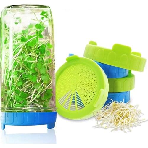 1PC Sprouting Lid Food Grade Mesh Sprout Cover Kit Seed Growing Germination Vegetable Silicone Sealing Ring Lid 36