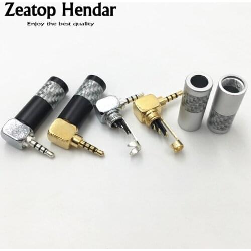 100Pcs Gold / Silver Plated Angle 2.5mm Plug 4Pole Stereo Audio Male Jack for DIY Repair Hifi Earphone Carbon Fiber Connector