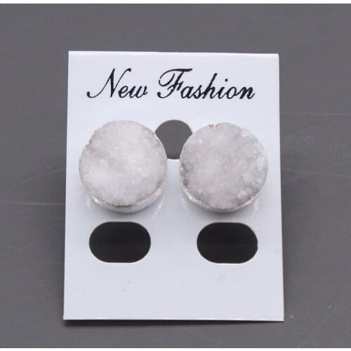 100-Unique 1 Pair Silver Plated Natural Rock Crystal Irregular Shape Round Cluster Stud Earrings Charm Jewelry
