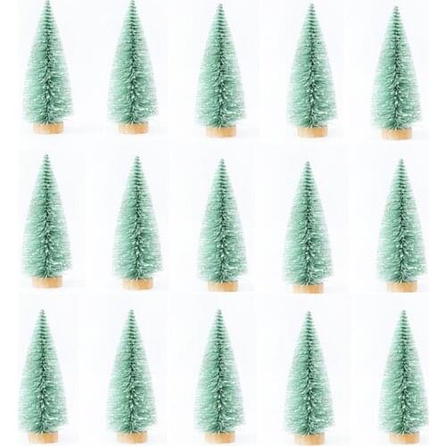 12Pc/lot 4.5CM Mini Christmas Tree DIY Frost Village House Decor Christmas Decorations for Home 2020 Navidad New Year 2021 Gift