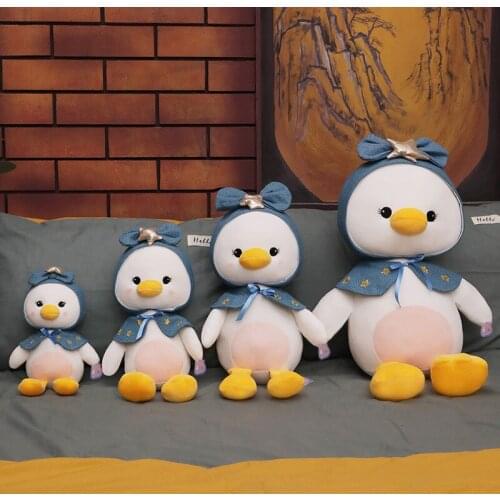 23-50CM Kawaii Original New Star Bow Tie Duck Doll Soft Stuffed Plush Toy for For kids Girl Holiday Birthday New Year Gift