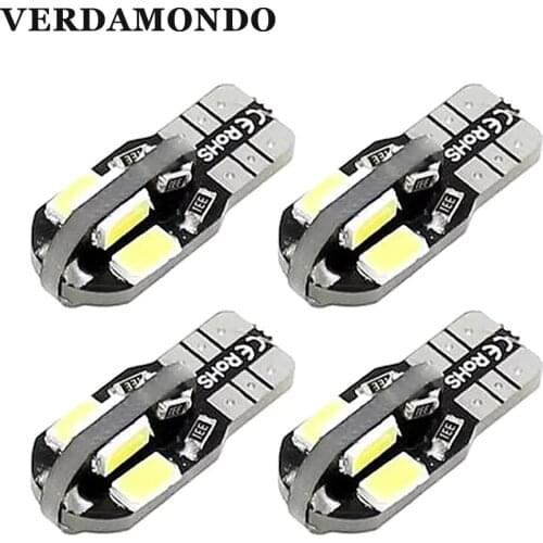 4 Pcs T10 LED 194 168 W5W No Error Canbus 8 SMD 5730 Car Interior Bulbs Turn Signal Light Parking Width Lamps Warm White