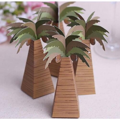 500pcs Candy Packing Favor Box Palm Tree Wedding Favor Box Chocolate Candy Gift Boxes Wholesale SN1140