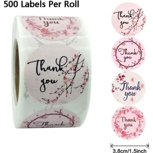 500pcs/roll 4 Designs Flower Thank You Stickers Wedding Favors Party Handmade Scrapbooking Gift Packaging Seal Labels