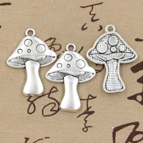 6pcs Charms Mushroom 40x29mm Antique Bronze Silver Color Plated Pendants Making DIY Handmade Tibetan Bronze Silver Color Jewelry