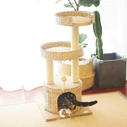 Catry Carey Small Natural tail Rattan Climbing Shelf Luxury Villa