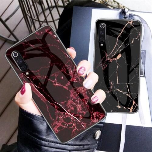 For Xiaomi Mi 9 Se Case Luxury Marble Grain Hard Tempered Glass Protect Back Cover Case for xiaomi mi 9se full cover phone shell