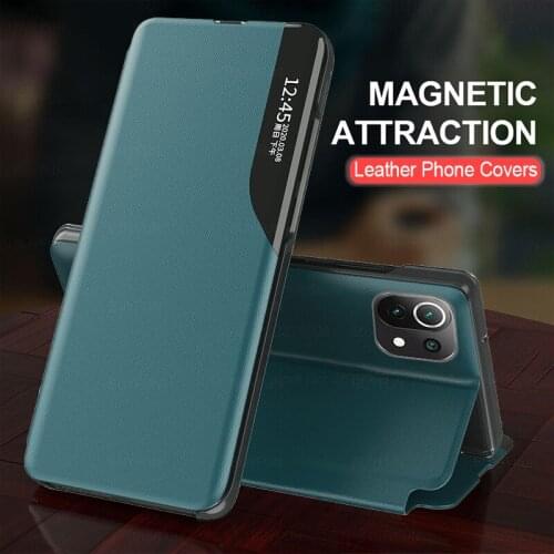 PU Leather Smart Window View Flip Case Cover for Xiaomi Mi 11 Lite 11Lite Light Mi11 Pro Funda Magnetic Book Stand Shell Coque