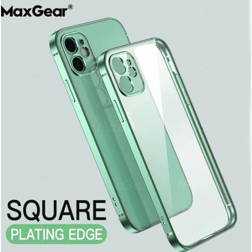 Classic Ultra Thin Square Plating Frame Soft Case For iPhone 6 6s 7 8 Plus X XS XR 11 Pro Max 11Pro 12 Transparent Clear Cover