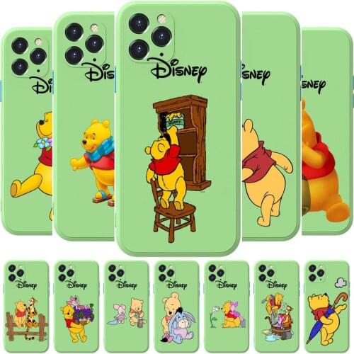 Winnie the Pooh Anime Phone Case cover For iphone 12 Pro Max 11 8 7 6 S XR PLUS X XS SE 2020 mini cell shell Mint Green