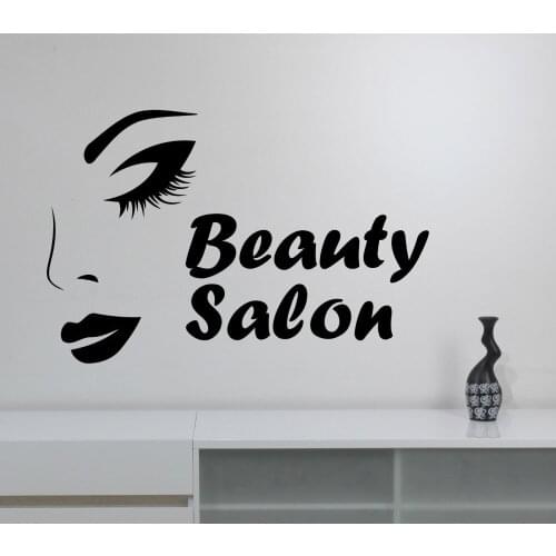 Sexy Girl Face Black Art Stickers Wallpaper Beauty Salon For Hairdressers Removable Wall Decals Home Decoration ZB150