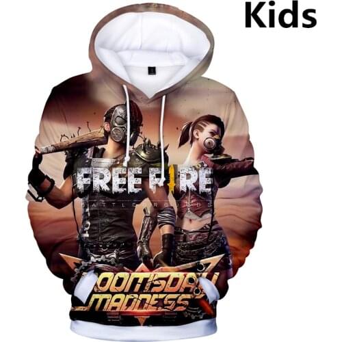3 To 14 Years Kids Hoodie Free Fire 3D Printed Boys Girls Hoodies Sweatshirt Cartoon Long Sleeve pullover Tops Teen Clothes