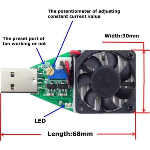 DC 3.7~13V Electronic Load Resistor USB 15w Adjustable Current Interface Discharge Battery Test Capacity With Fan