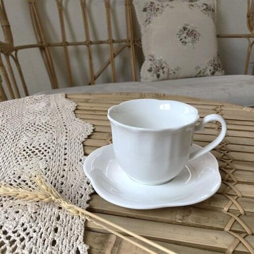 Porcelain Vintage Tea Cup European Elegant Afternoon Adults Tea Cup Set White Simple Tazzine Caffe Breakfast Utensils EI50BD
