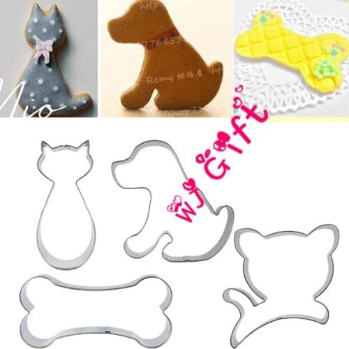 Dog Cat bone stainless steel Cookie cutter animal shape Cutters Biscuit bread mold fondant cake decorating pastry tools